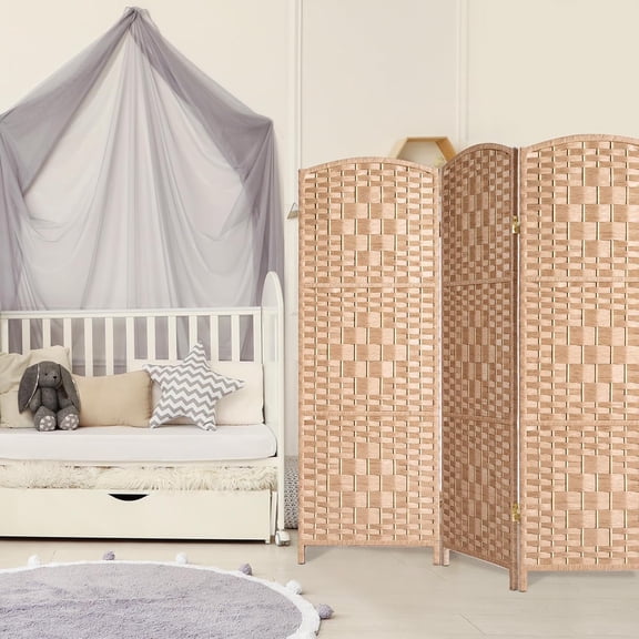 Small Room Divider, Privacy Screen, Short Room Dividers and Folding Privacy Screens, Foldable Temperary Wall Partitions, 3 Panel Natural Space Separation Separator