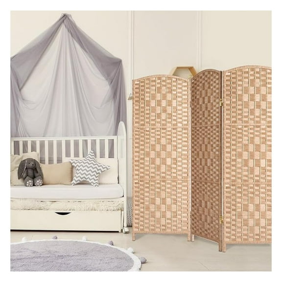 Small Room Divider, Privacy Screen, Short Room Dividers and Folding Privacy Screens, Foldable Temperary Wall Partitions, 3 Panel Natural Space Separation Separator