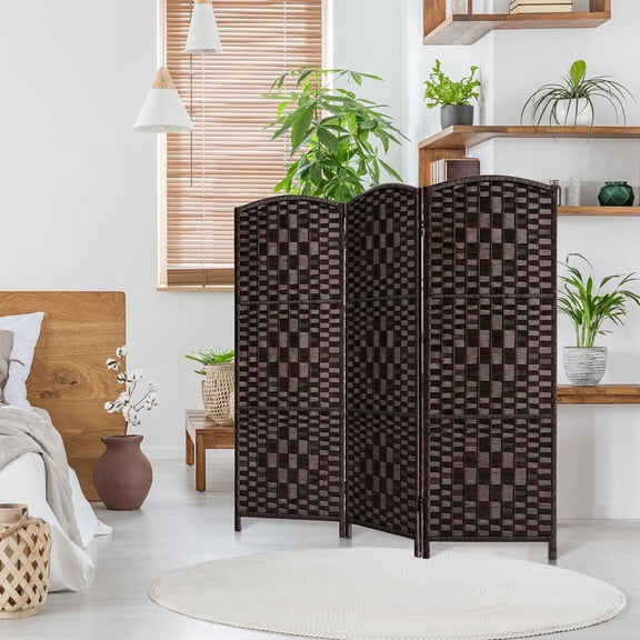 Small Room Divider, Screen, Short Room Dividers and Folding Screens, Foldable Temperary Wall Partitions, 3 Panel Dark Mocha Space Separation Separator