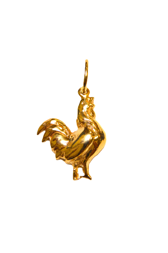 Small Rooster Charm Pendant 14k Yellow Gold!!