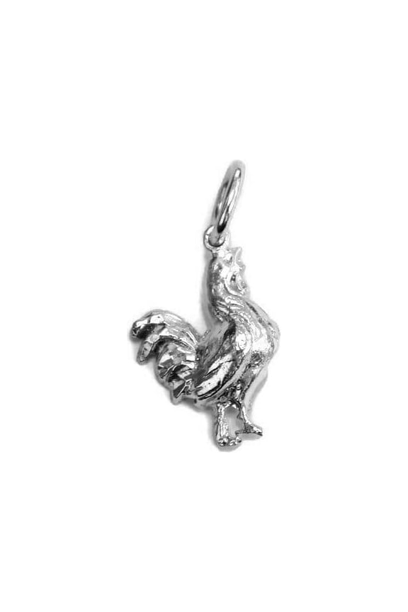 Small Rooster Charm Pendant .925 Sterling Silver!!