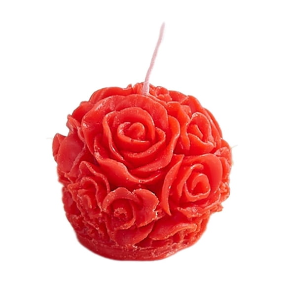 A Small Rose Ball Aroma Candle Decorative Wax Candle With 3D Rose Cluster Shape, Clear Petal Texture For Romantic Date Wedding Holiday Table Decor, 1.9X1.9X1.9In 0.09Lb