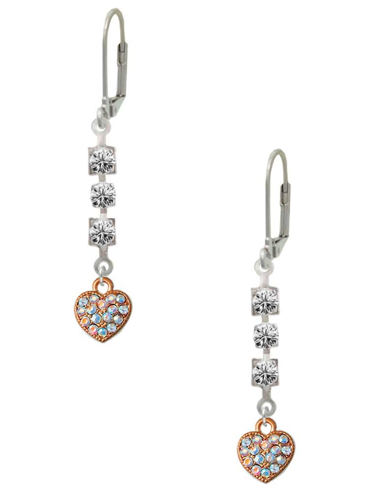 Small Rose Goldtone Heart with Clear AB Crystals Crystal Madison Leverback Earrings