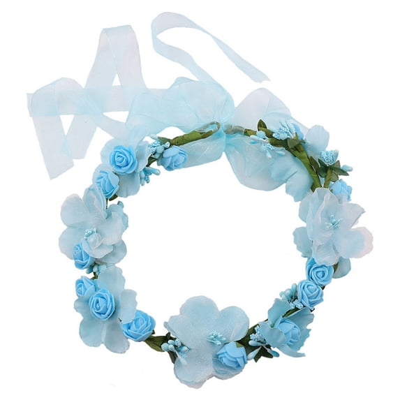 Small Rose Headband for Women, Handmade Fabric Rose Headpiece for Wedding, Birthday Party, Dance Party, and Photography â Floral Hair Accessory (Blue)