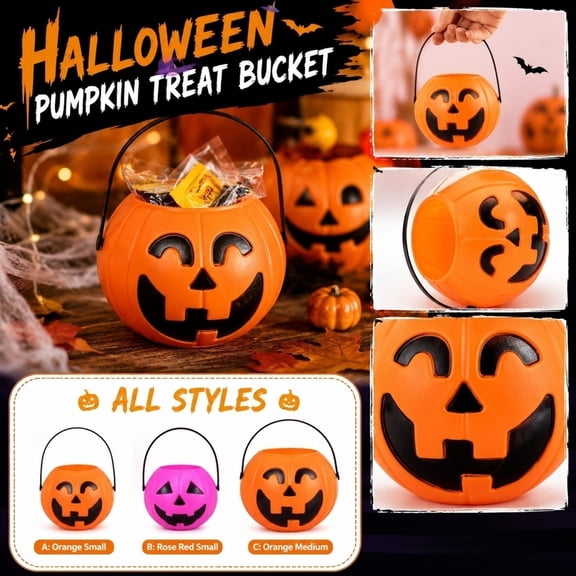 Small Rose Red Handheld Halloween Pumpkin Lantern Candy Jar, Halloween Pumpkin Decor, Trick Or Treat Bucket, Halloween Party Supplies, Lightweight Reusuable Plastic Pumpkin