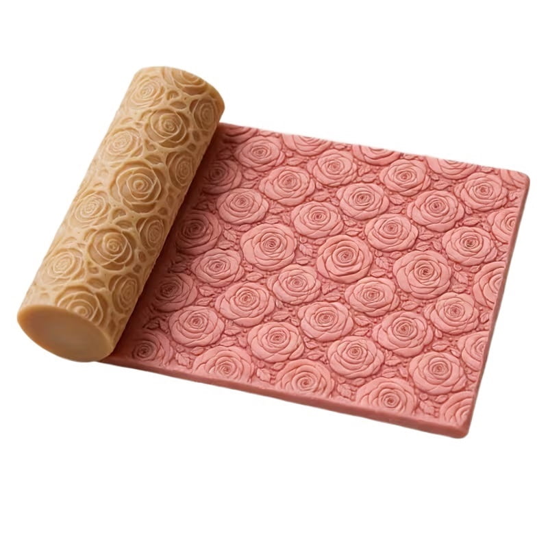 Small Rose Texture Embossed Polymer Clay Roller - A must-have tool for ceramic sculptures