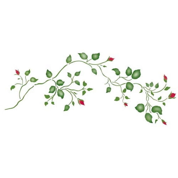 Small Rosebud Vine Wall Stencil SKU #3487 by Designer Stencils