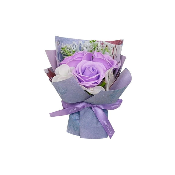 Small Roses Bouquet Artificial Flower - Preserved Flower Gift for Mothers - 4.3" Unique Gifts Valentine's Day,Mother's Day,Thanksgiving,Birthday,Anniversary,Artificial Flowers(Purple)