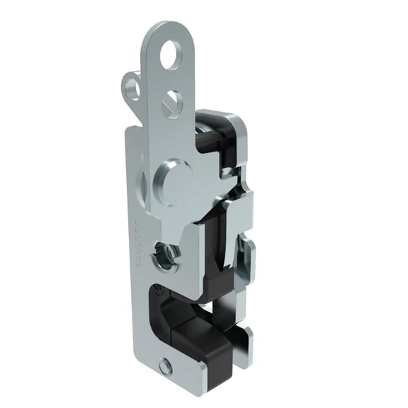 Small Rotary Push-to-Close Latch, Single-Stage with Integrated Bumper, Dual Trigger In-Line and Bottom Release, Zinc-Plated Steel, M6 Thread Mounting, Left Side, Sold Each