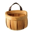 thumbnail image 1 of Small Round Basket, Natural Wooden Decorative Storage Basket with Handle, Handwoven Kitchen Hanging Basket Organizer for Vegetables Fruits Potatoes Onions Home Decor, 1 Pcs, 5.0x4.9", 1 of 6