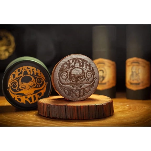 Death Grip Handmade Beard & Mustache Brush, Small Round with Case