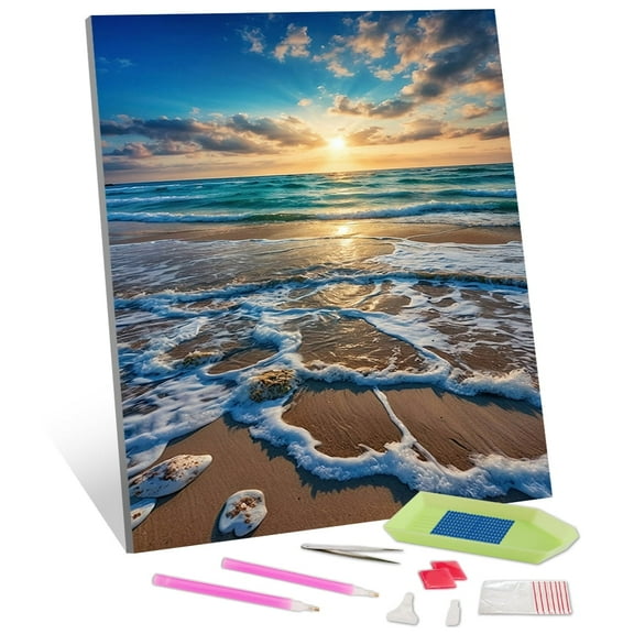 TISHIRON Diamond Art Painting Kits,12x16 inch 5D DIY Seaside Scenery Diamond Art Crafts Kit for Adults and Kids Beginners