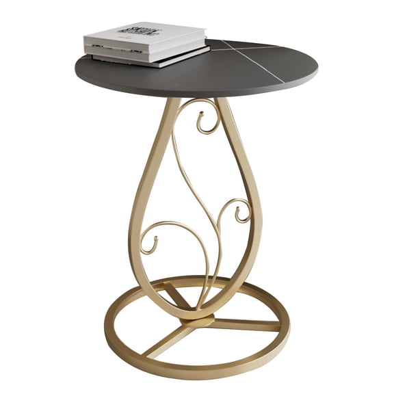 Small Round Coffee Table End Tables Living Room Rock Panel Side Cabinet Sofa Bed Side Table Simple Modern Bedside Corner Table Night Stands for Balcony Patio Office