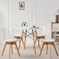thumbnail image 1 of Small Round Dining Table Set for 4, 31.5" Kitchen Table & 4 Clear Acrylic Chairs for Restaurant Bedroom Living Room, Space Saving White Table Chair Set of 4, 1 of 7