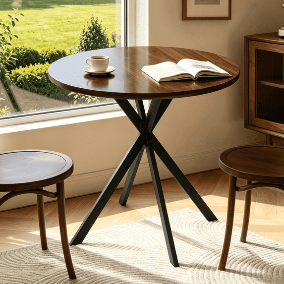 Small Round Dining Table for 2-4 People, 31.7" Modern Round Kitchen Table, Space-Saving Table for Living Dining Room, Coffee ,Apartment