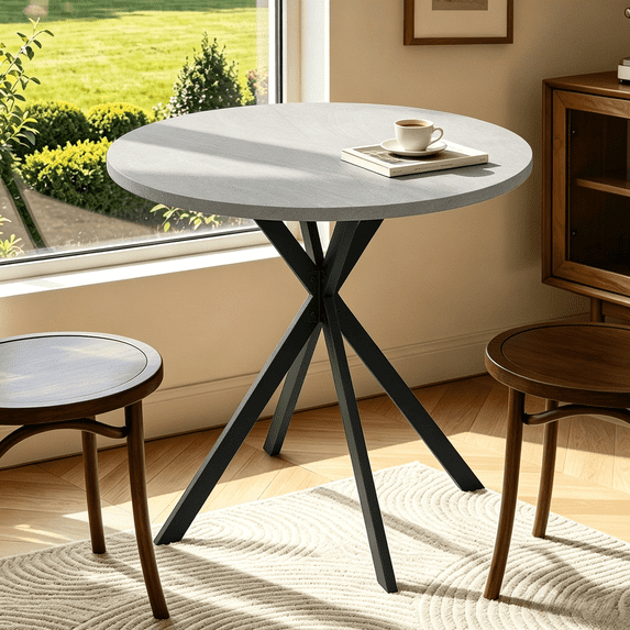 Small Round Dining Table for 2-4 People, 31.8" Modern Round Kitchen Table, Space-Saving Table for Living Dining Room, Coffee ,Apartment