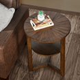 thumbnail image 1 of Small Round End Table with Storage Open Shelf, 19.3" Narrow Sofa Side Tables for Living Room,Farmhouse Beside Tabless with Solid Wood Leg for Office, Easy Assembly, Vintage Brown BZ3338NC, 1 of 9