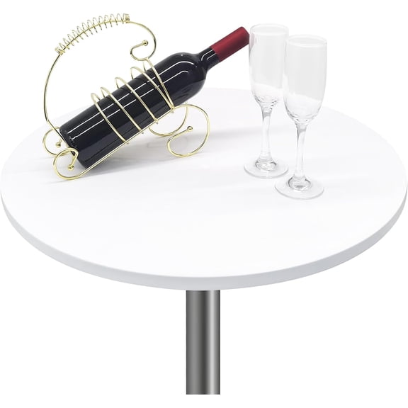 Small Round Fitted Table Cover Cocktail Table Topper Cap Elastic Tablecloth Stretch Spandex Table Cloth for Bar Pub Party White 30 Inch