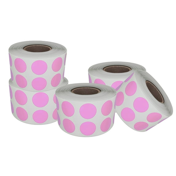 Small Round Labels Pastel Pink Color Coding 1/2 inch (0.5) - 5 Rolls - 5400 Pack - Circle Labels Stickers 13mm by Royal Green