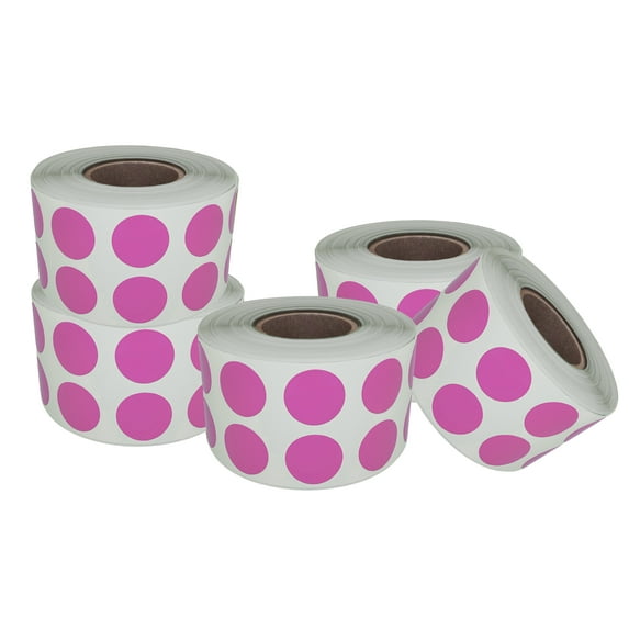 Small Round Labels Pink Color Coding 1/2 inch (0.5) - 5 Rolls - 5400 Pack - Circle Labels Stickers 13mm by Royal Green