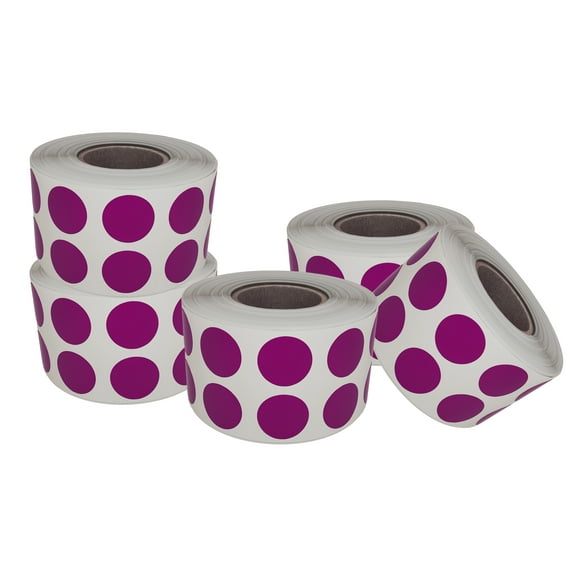 Small Round Labels Purple Color Coding 1/2 inch (0.5) - 5 Rolls - 5400 Pack - Circle Labels Stickers 13mm by Royal Green