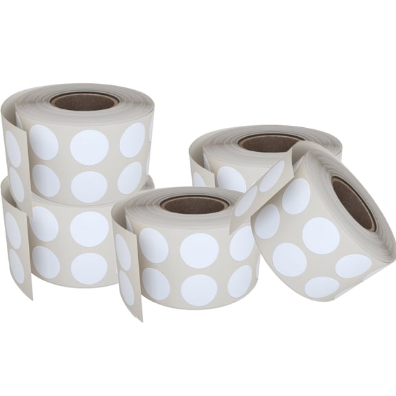 Small Round Labels White Color Coding 1/2 inch (0.5) - 5 Rolls - 5400 Pack - Circle Labels Stickers 13mm by Royal Green