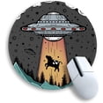 thumbnail image 1 of Small Round Mouse Pad for Desk, Stitched Edge Non-Slip Rubber Base, Funny UFO Cow Mousepad for Laptop Computer Gaming, Cute Home Office Decor Desk Accessories Supplies, 8.6 x 8.6 Inch, 1 of 15