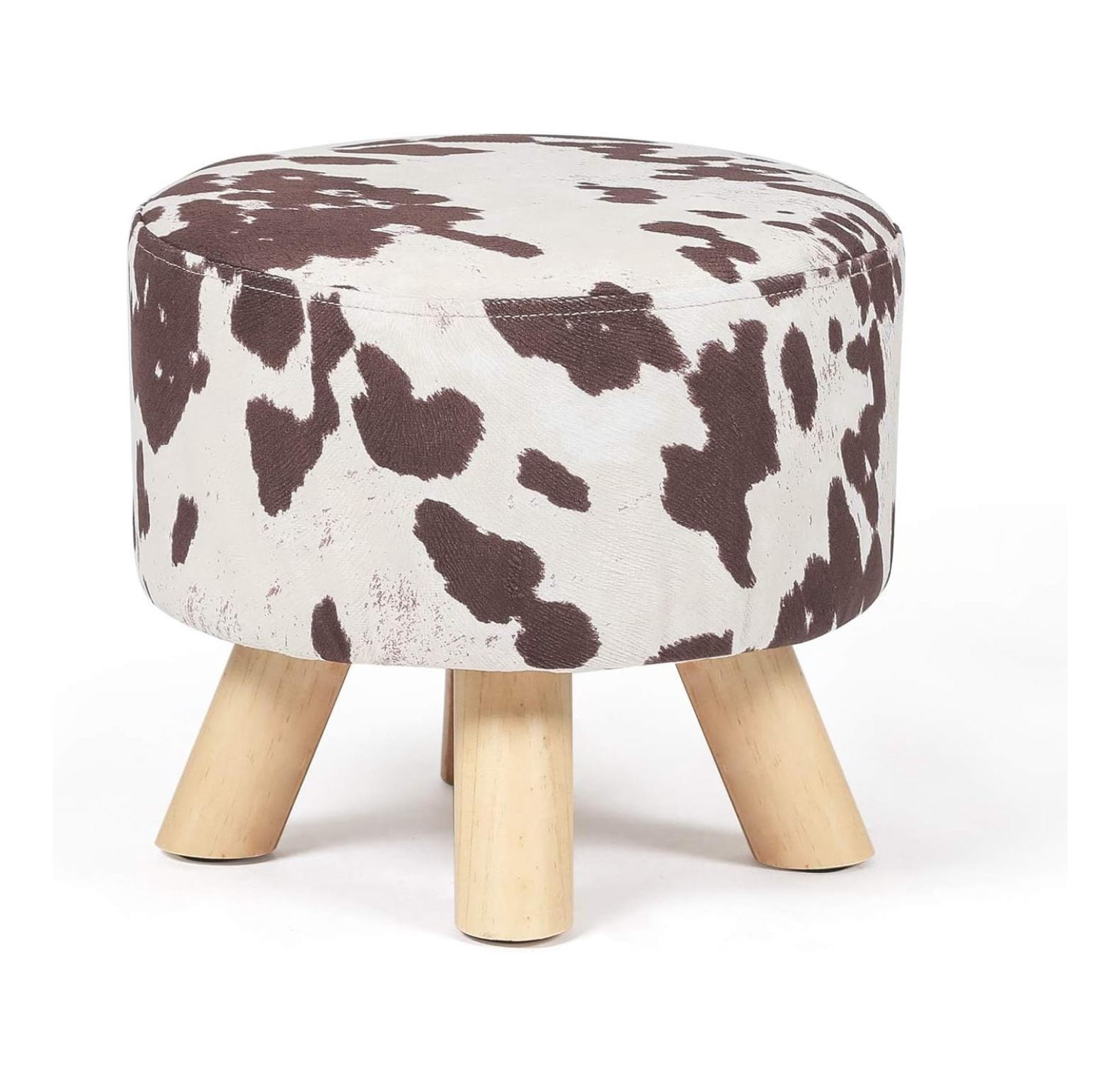 Small Round Ottoman Foot Rest Stool Linen Padded Seat Footstool Ottoman ...