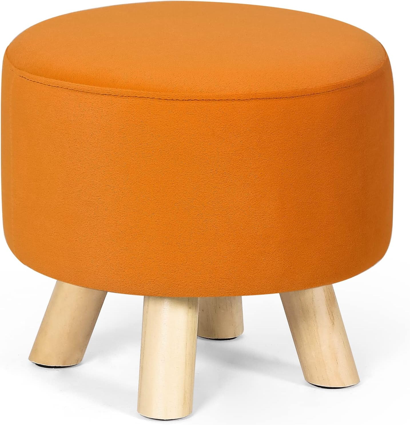 Small Round Ottoman Foot Rest Stool/Seat Ottoman with Velvet and Non