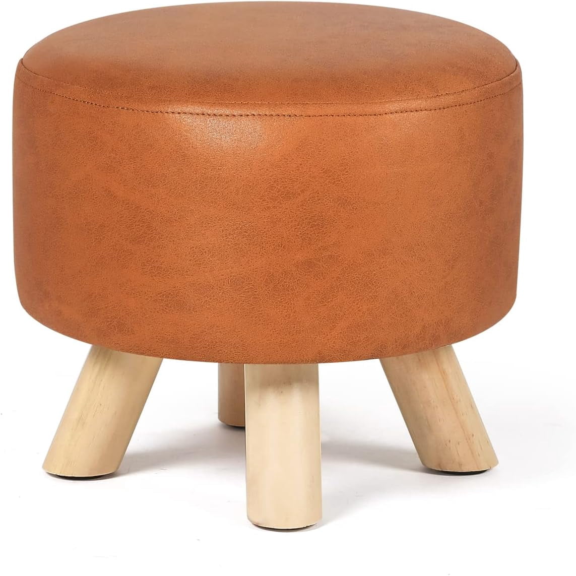 Small Round Ottoman Foot Stool Faux Fur Padded Seat Footstool Ottoman ...