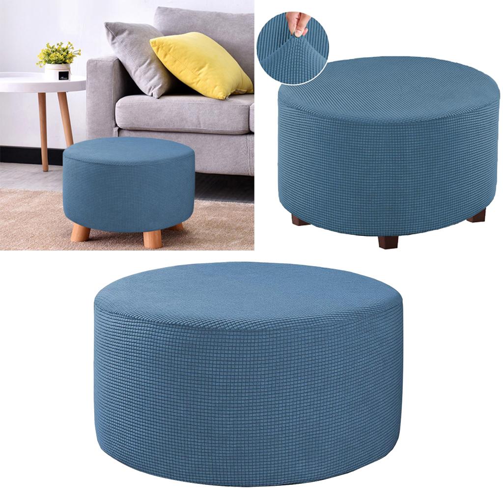 Small Round Ottoman Slipcover Footstool Footrest Cover Removable Living Room - Blue, 48-55cm 13Blue - image 1 of 8