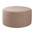 thumbnail image 1 of Small Round Ottoman Slipcover Footstool Footrest Cover Removable Living Room - Kahki, 48-55cm, 1 of 7