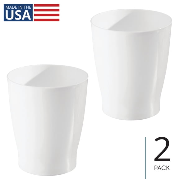 Small Round Plastic Bathroom Trash Can - Slim Trash Can for Bathroom, Bedroom, or Home Office - Made in USA