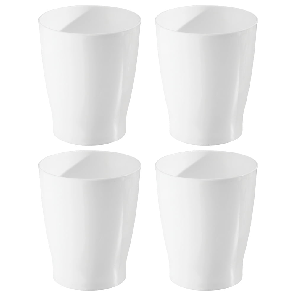 Small Round Plastic Bathroom Trash Can - Slim Trash Can for Bathroom, Bedroom, or Home Office - Made in USA