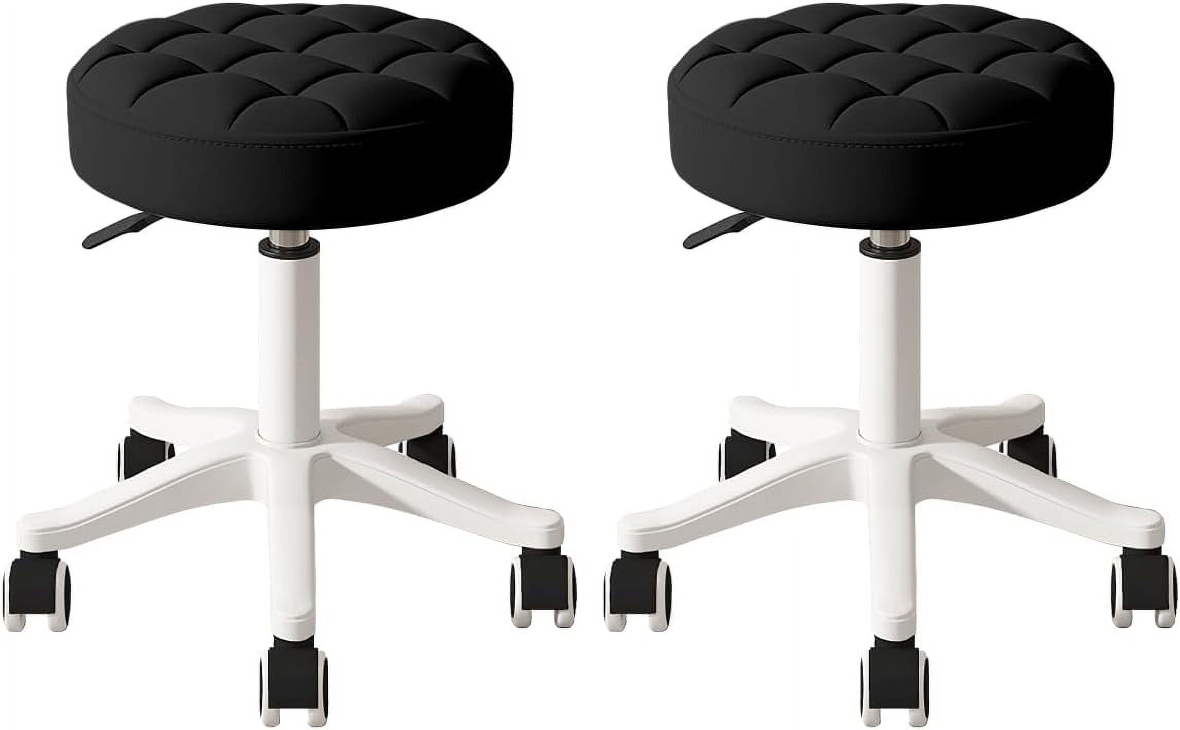 HOMCOM Computer Desk Chair, Armless Makeup Vanity Chair With Shell Back, Bow Pillow, Height Adjustable, Swivel Wheels For Home, Bedroom, White