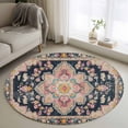 thumbnail image 1 of Small Round Rug 3 Ft, Vintage Boho Non Slip Area Rug for Bedroom, Middle Century Western Geometric Abstract Art Washable Low Pile Circle Carpet Door Mat for Indoor Home Kitchen Entryway Nursery Decor, 1 of 9