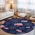 thumbnail image 1 of Small Round Rug 3Ft, 4th of July Non-Slip Washable Circle Rugs Carpet, Independent Day American Flag Stars Red Blue Indoor Outdoor Rug Floor Mats Throw Runner for Bedroom Living Room Bathroom, 1 of 8