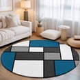 thumbnail image 1 of Small Round Rug 3Ft, Abstract Blue Grey Non-Slip Washable Circle Rugs Carpet, Modern Geometric Color Blocks Indoor Outdoor Rug Floor Mats Throw Runner for Bedroom Living Room Bathroom, 1 of 8