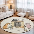 thumbnail image 1 of Small Round Rug 3Ft, Beige Cute Cat Non-Slip Washable Circle Rugs Carpet, Cartoon Funny Heater Cats Indoor Outdoor Rug Floor Mats Throw Runner for Bedroom Living Room Bathroom, 1 of 8