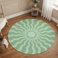 thumbnail image 1 of Small Round Rug 3Ft, Bohemia Non-Slip Washable Circle Rugs Carpet, Retro Abstract Simple Sun Sunshine Aesthetic Green Indoor Outdoor Rug Floor Mats Throw Runner for Bedroom Living Room Bathroom, 1 of 8