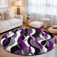 thumbnail image 1 of Small Round Rug 3Ft, Modern Geometric Non-Slip Washable Circle Rugs Carpet, Abstract Minimalist Lines Purple Black Indoor Outdoor Rug Floor Mats Throw Runner for Bedroom Living Room Bathroom, 1 of 8