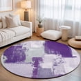 thumbnail image 1 of Small Round Rug 3Ft, Modern Oil Painting Non-Slip Washable Circle Rugs Carpet, Purple Grey Abstract Graffiti Art Indoor Outdoor Rug Floor Mats Throw Runner for Bedroom Living Room Bathroom, 1 of 8