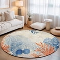 thumbnail image 1 of Small Round Rug 3Ft, Orange Navy Blue Coral Non-Slip Washable Circle Rugs Carpet, Summer Beach Coastal Retro Indoor Outdoor Rug Floor Mats Throw Runner for Bedroom Living Room Bathroom, 1 of 8