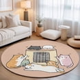 thumbnail image 1 of Small Round Rug 3Ft, Pink Brown Cute Cat Non-Slip Washable Circle Rugs Carpet, Cartoon Funny Heater Cats Indoor Outdoor Rug Floor Mats Throw Runner for Bedroom Living Room Bathroom, 1 of 8