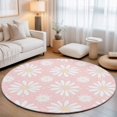 thumbnail image 1 of Small Round Rug 3Ft, Pink Daisy Non-Slip Washable Circle Rugs Carpet, Spring Floral Elegant Pastoral Botanical Indoor Outdoor Rug Floor Mats Throw Runner for Bedroom Living Room Bathroom, 1 of 8