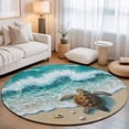 thumbnail image 1 of Small Round Rug 3Ft, Sea Turtle Seaside Non-Slip Washable Circle Rugs Carpet, Waves Summer Beach Ocean Coastal Indoor Outdoor Rug Floor Mats Throw Runner for Bedroom Living Room Bathroom, 1 of 8