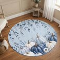 thumbnail image 1 of Small Round Rug 3Ft, Thanksgiving Pumpkins Non-Slip Washable Circle Rugs Carpet, Fall Blue Eucalyptus Pastoral Floral Indoor Outdoor Rug Floor Mats Throw Runner for Bedroom Living Room Bathroom, 1 of 8