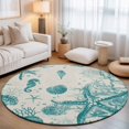 thumbnail image 1 of Small Round Rug 3Ft, Turquoise Starfish Non-Slip Washable Circle Rugs Carpet, Ocean Nautical Seahorse Coral Shell Indoor Outdoor Rug Floor Mats Throw Runner for Bedroom Living Room Bathroom, 1 of 8