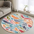 thumbnail image 1 of Small Round Rug 3Ft Washable Non-Slip, Abstract Beach Circle Area Rugs for Living Room Bedroom, Summer Colorful Coastal Ocean Sea Wave Indoor Floor Mats Carpet Runner for Home Decor, 1 of 8