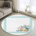 thumbnail image 1 of Small Round Rug 3Ft Washable Non-Slip, Aqua Coastal Circle Area Rugs for Living Room Bedroom, Nautical Seashells Coral Leaves Stripes Indoor Floor Mats Carpet Runner for Home Decor, 1 of 8